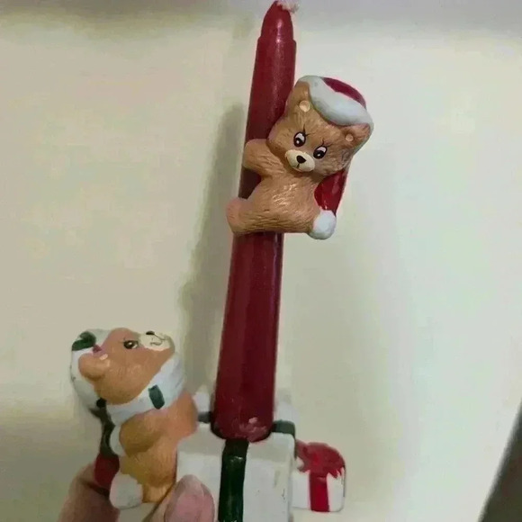 Vintage Christmas candle climber teddy bear set - Picture 5 of 6